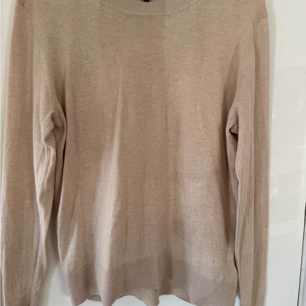 Quince Tan Organic Cotton  Crew Neck Sweater, Size L